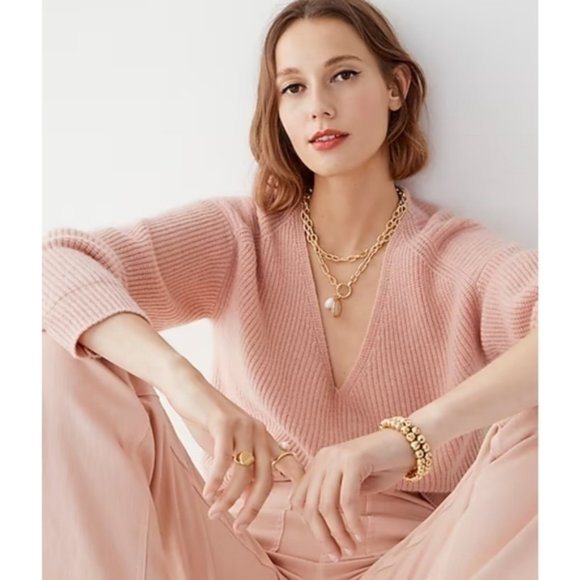 36. J.Crew Ribbed cashmere oversized V-neck sweater